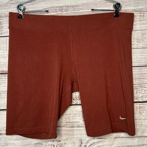 Nike XXL Brown Essential Bike Shorts Cotton Blend 10" Inseam Mid Rise